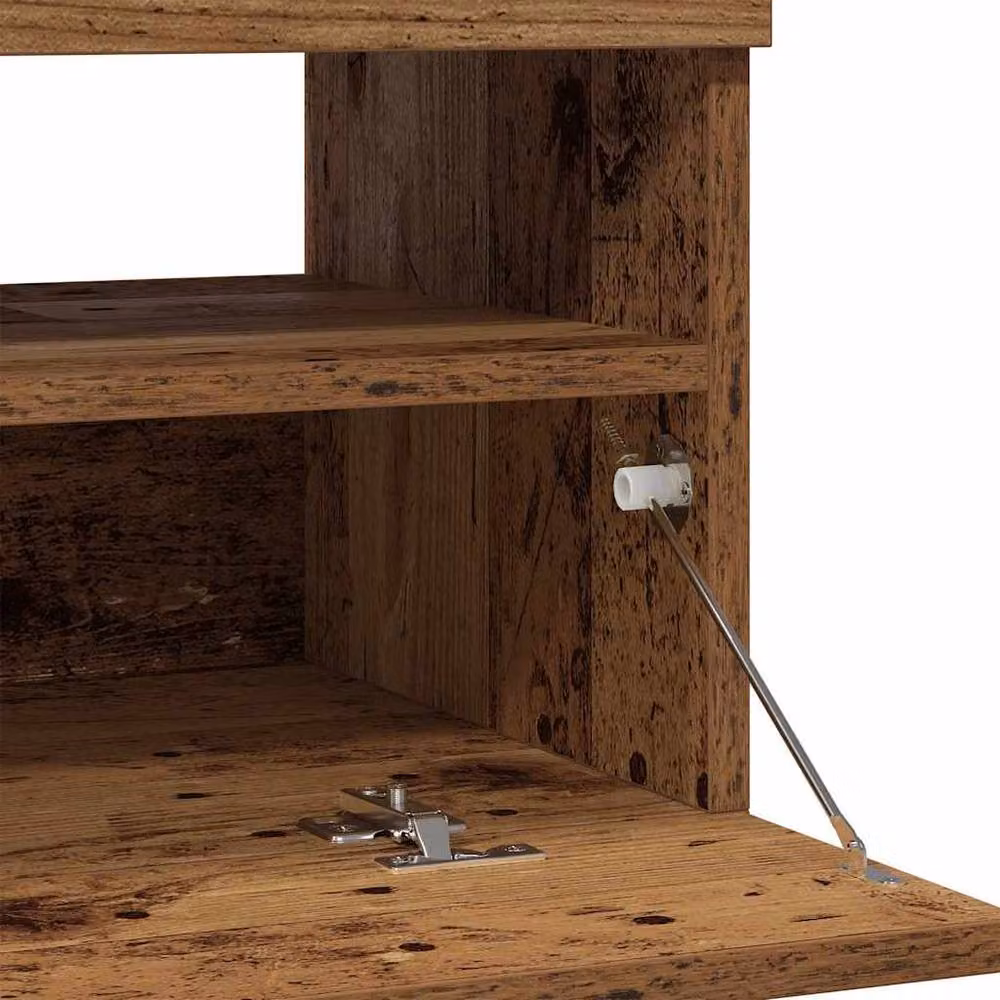 Berkfield Home Modern TV Cabinet with LED Lights in Old Wood Brown, W/D/H: 100 x 35 x 40 cm – 4
