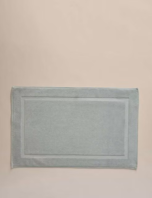 M&S Luxury Egyptian Cotton Non-Slip Rectangular Bath Mat in Green