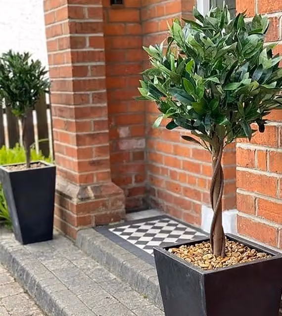 Leaf Pair of 120 cm Green Artificial Topiary Bay Laurel Ball Trees – 1
