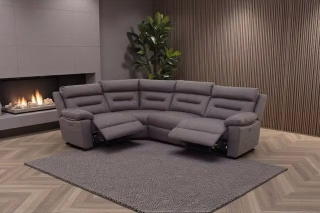 META Lucca Reversible L-Shape Corner Sofa with 1 Power Recliner and USB Charging, Dark Grey Fabric