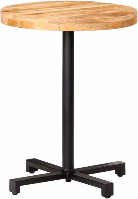 Berkfield Home Bistro Round Mango Wood Table in Brown and Black, W/D/H: 60 x 60 x 75 cm – 1