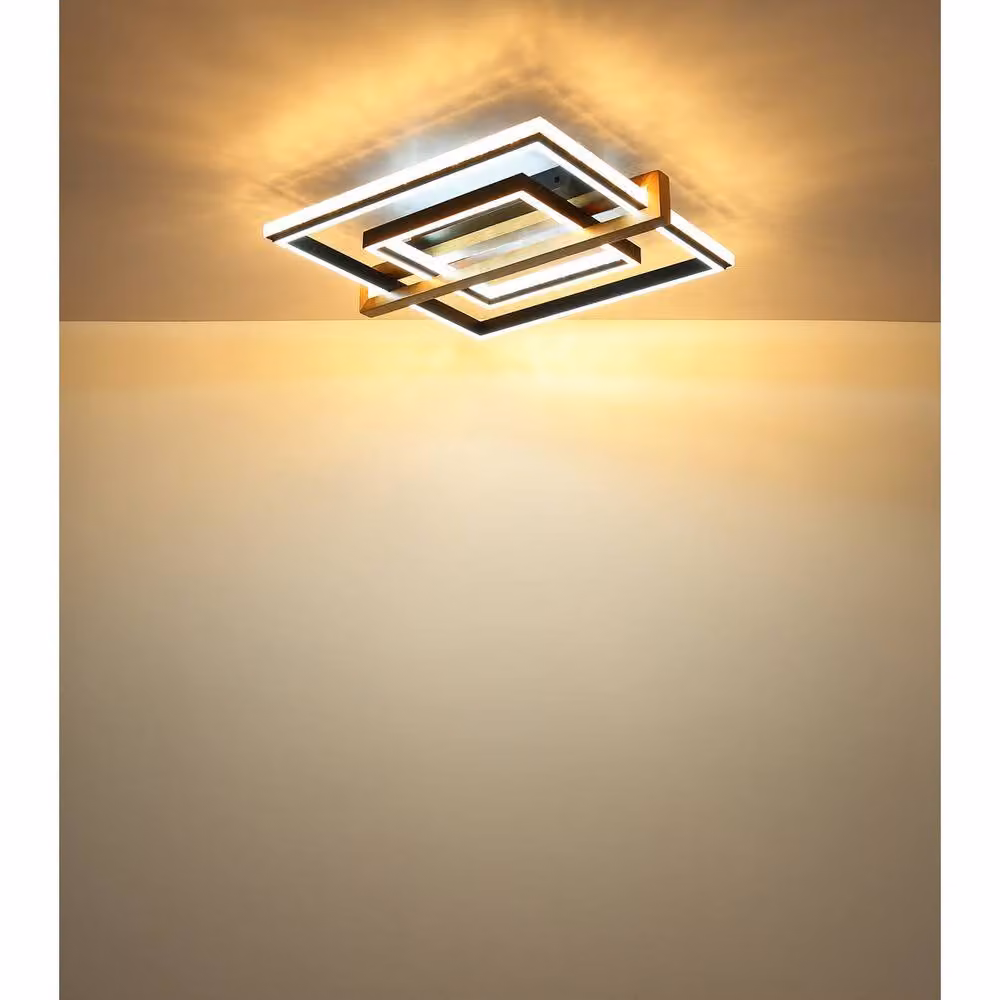 Netlighting Deloris Square Semi Flush Ceiling Light in Black with Dimmable LED – 4
