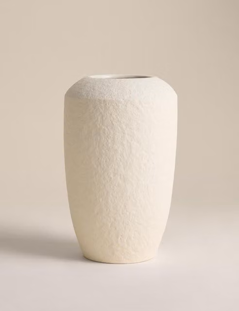 M&S Beige Ceramic Tapered Tabletop Vase