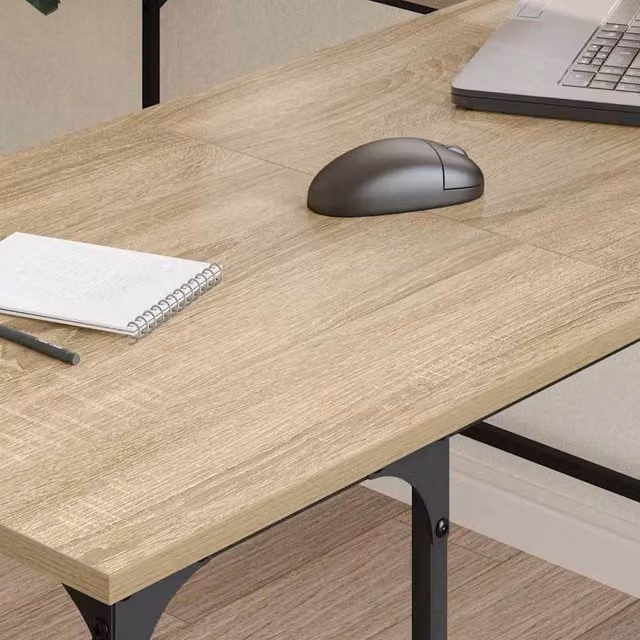 Berkfield Home Sonoma Oak Writing Desk in Brown, W/D/H: 139 x 139 x 75 cm