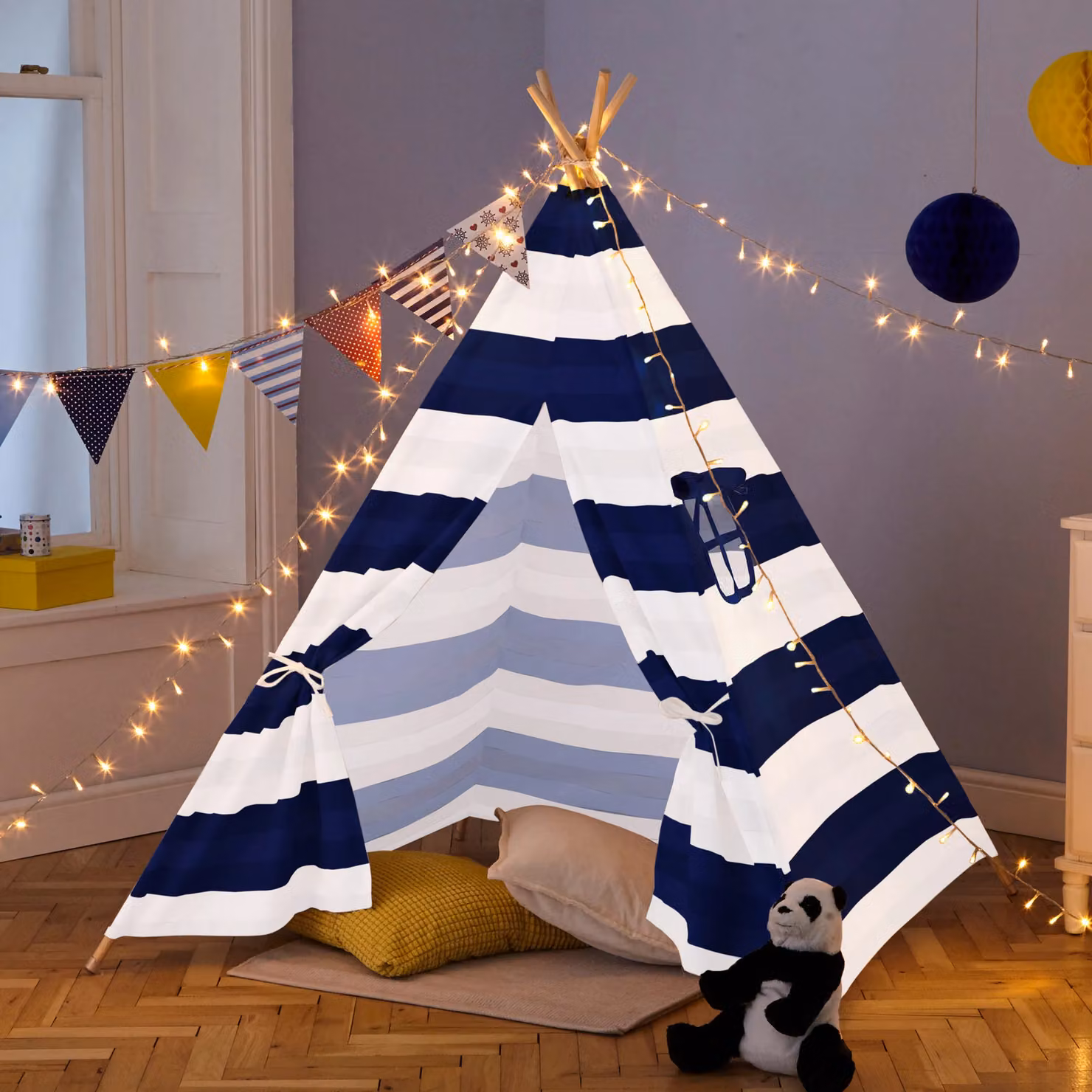 Neo Canvas Kids Indian Teepee Tent in Navy Blue – 5
