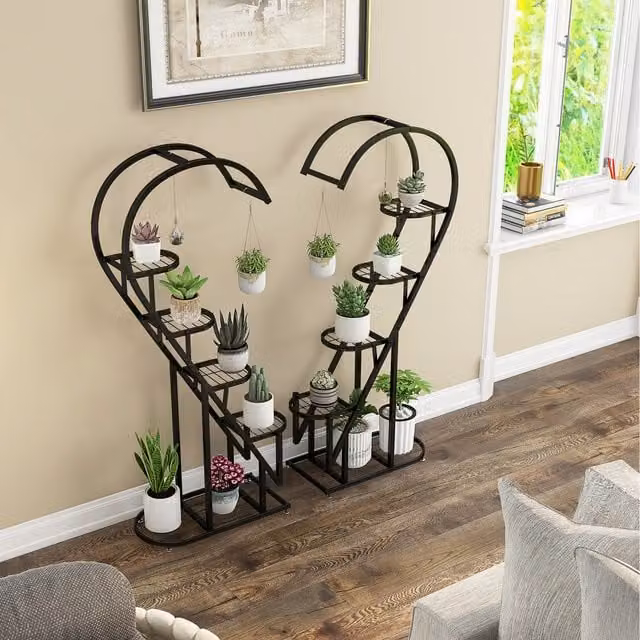Costway 5 Tier Matt Black Metal Plant Stand