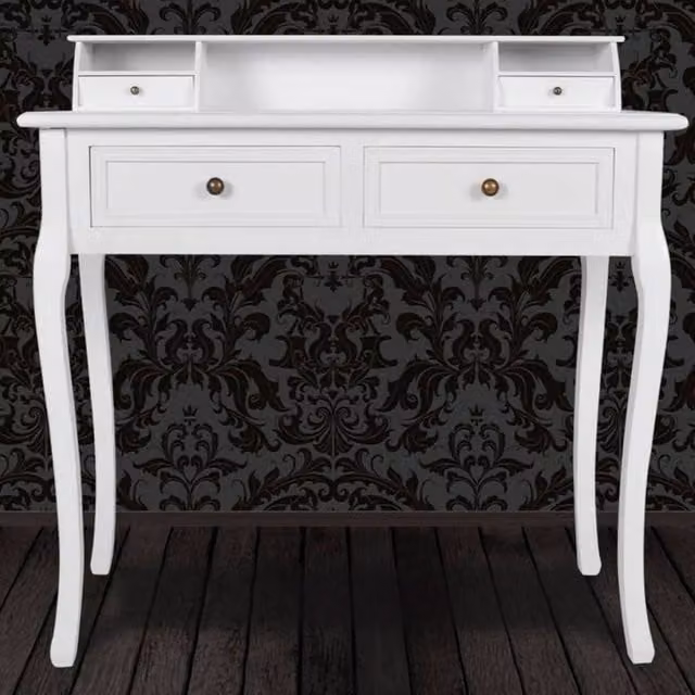 Berkfield Home Modern Lacquered White Wood Vanity Makeup Table – 1