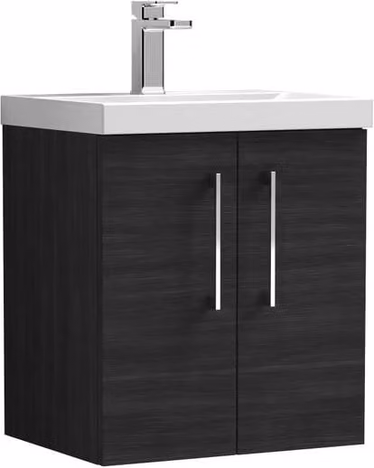 Balterley Contemporary Wall Hung Bathroom Vanity Unit with Mid-Edge Basin, Charcoal Black, W: 50 x D: 39 x H: 57.9 cm – 1