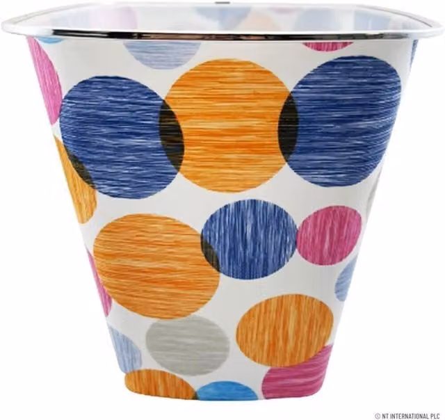 MantraRaj 7.7 Litre Square Plastic Waste Paper and Recycling Bin in Blue, Orange and Silver