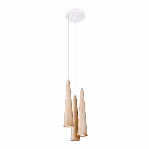 SOLLUX lighting Sula Scandinavian Style Wood Pendant Lampshade in Brown with GU10 Base
