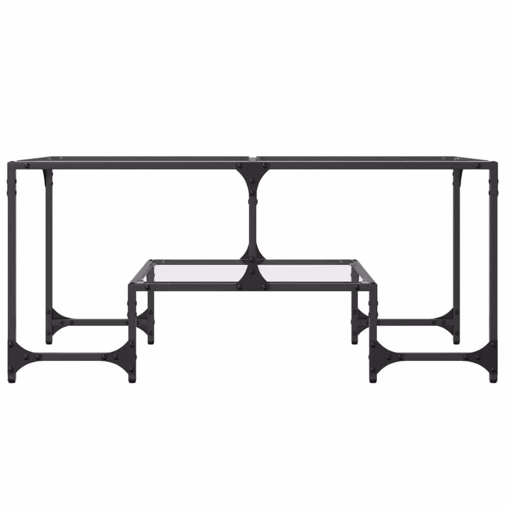 Berkfield Home Modern Rectangular Coffee Table with Transparent Glass Top and Black Steel Frame, W: 98.5 cm, D: 50 cm, H: 45 cm – 3