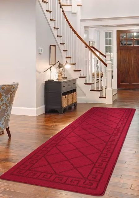 Smart Living Tribela Non Slip Machine Washable Striped Door Mat, Red, W: 40 cm, D: 60 cm