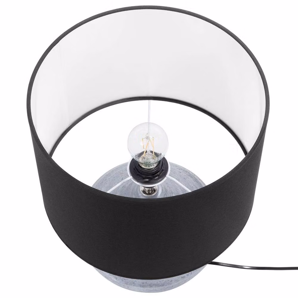 Wyld and Coco Modern Table Lamp with Silver Ceramic Base and Black Shade, Height: 42 cm – 4