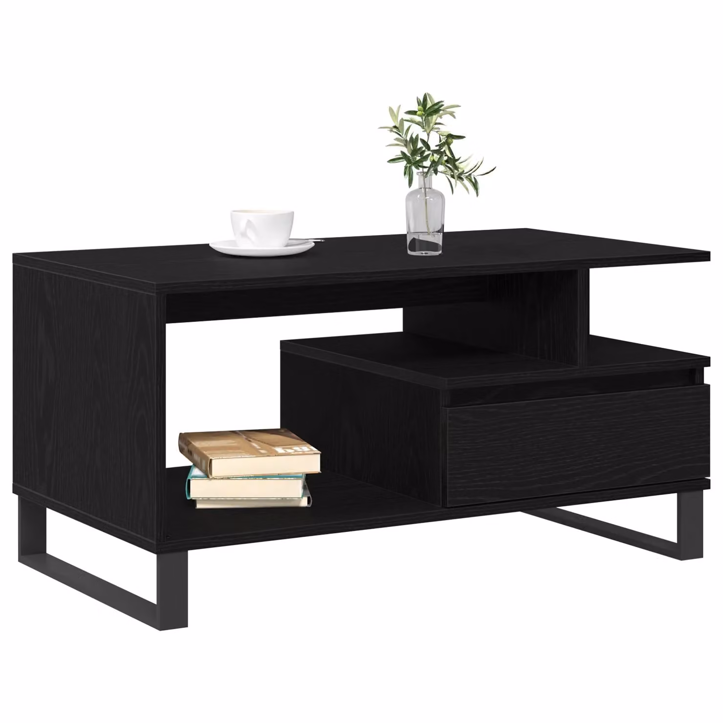 Berkfield Home Black Oak Coffee Table, W/D/H: 90 x 49 x 45 cm – 3