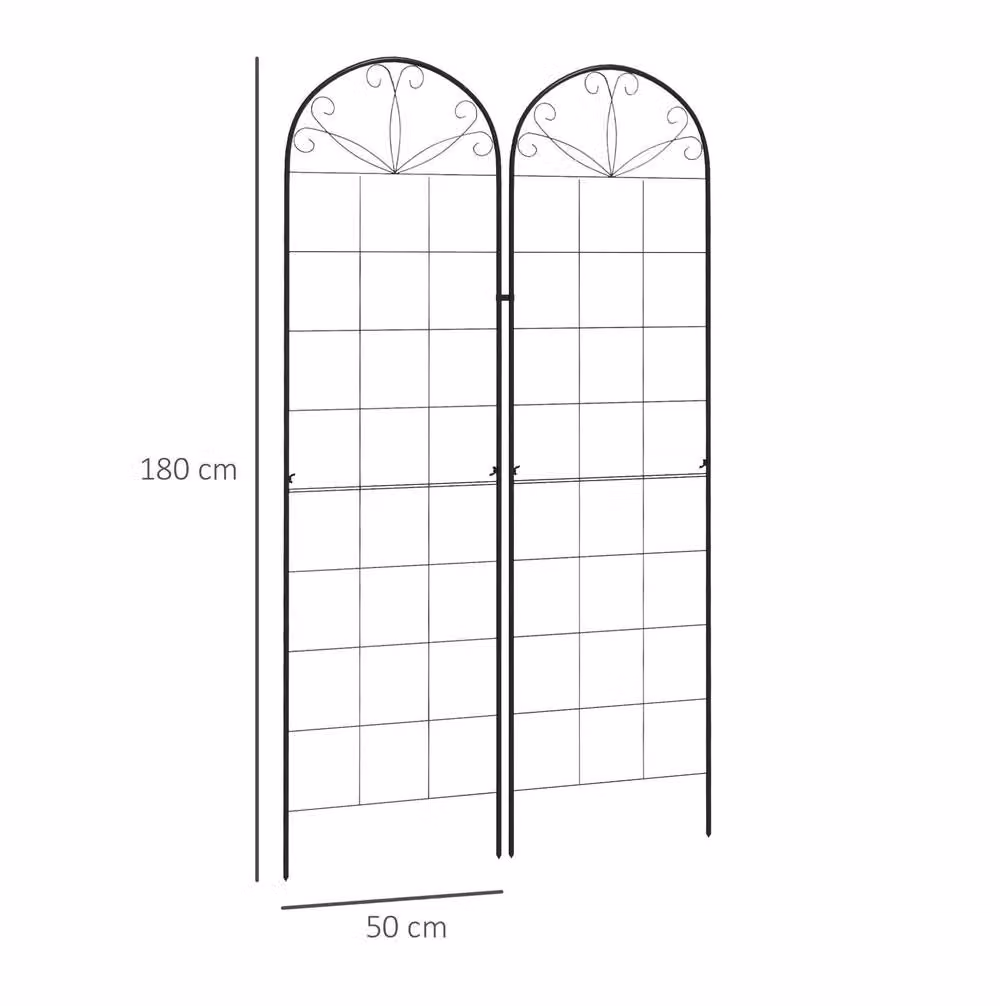 STILVORA Black Powder-Coated Steel Garden Trellis Set of 2, H: 180 cm x W: 50 cm x D: 50 cm – 2