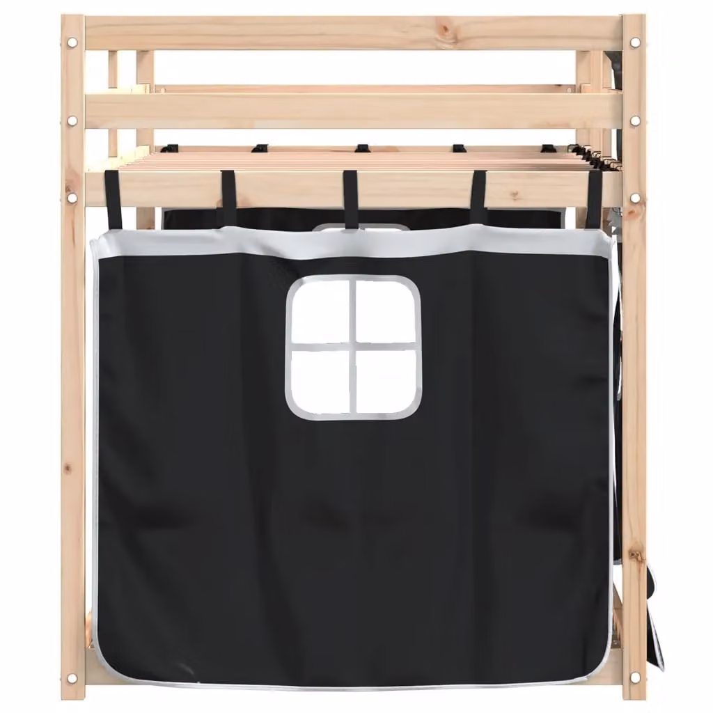 Berkfield Home Solid Wood Pine Bunk Bed in White and Black, W/D/H: 80 x 200 cm – 3