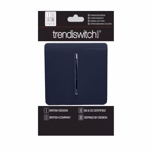 Trendi 1 Gang 3 Way Intermediate 10 Amp Rocker Light Switch in Navy Blue – 2
