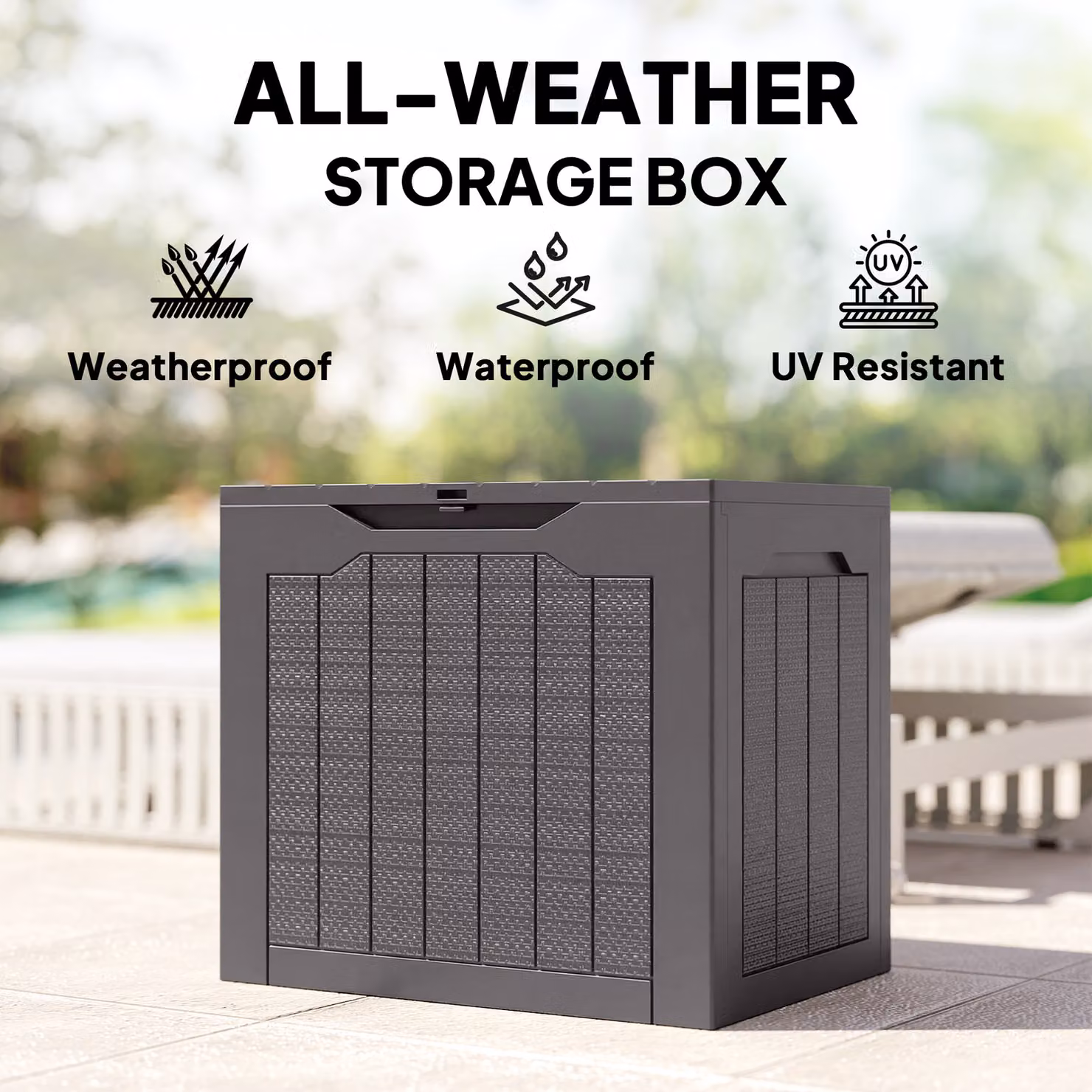Outsunny 93L Plastic Garden Storage Box with Handles in Brown – 7