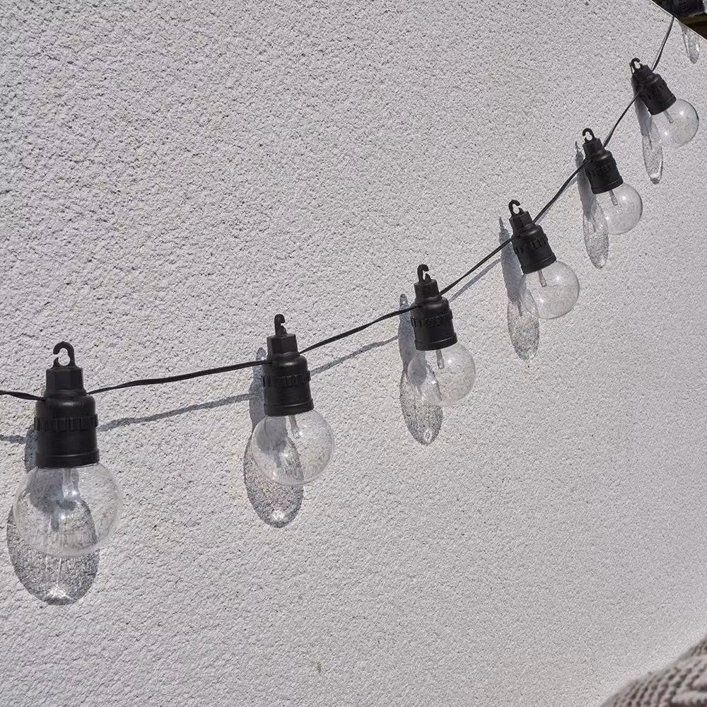 ValueLights Black Outdoor LED Festoon String Lights with 30 Warm White Vintage Glass Spheres – 3