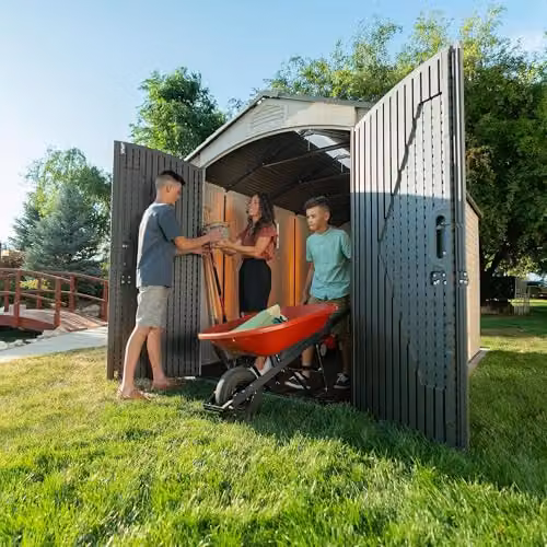 Lifetime 60282 Heavy Duty Garden Storage Shed in Sand, W: 366 cm, D: 213 cm, H: 24 cm – 2