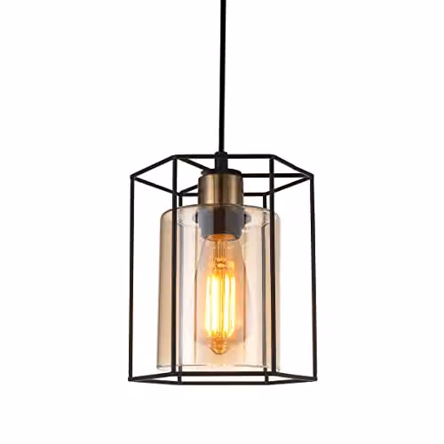 Netlighting Kalula Industrial Retro Lantern Pendant Ceiling Light E27 in Black