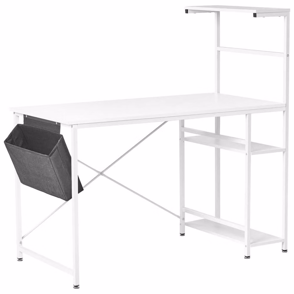 Wyld and Coco Minimalist Writing Desk with White MDF Top and Metal Frame – 2