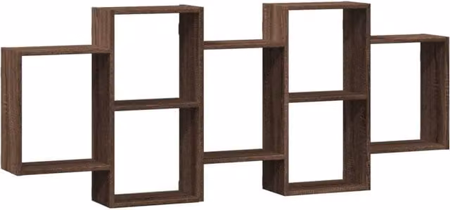 Berkfield Home Wall Mounted Shelf in Brown Oak, W/D/H: 159 x 18 x 65 cm