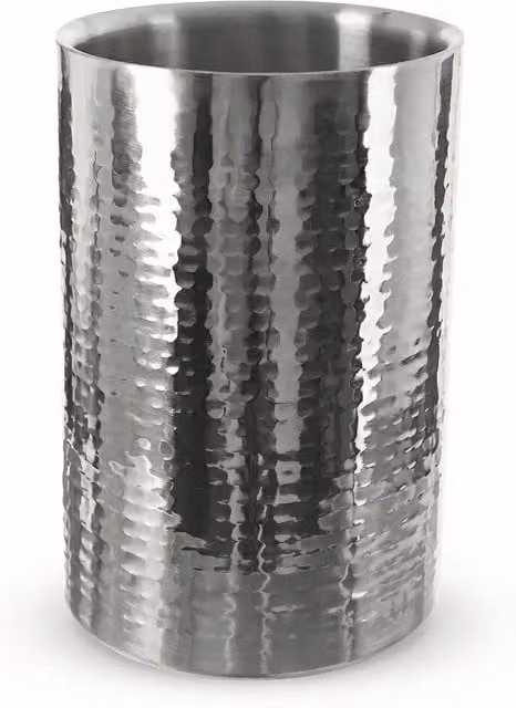 GEEZY Hammered Double Walled Stainless Steel Wine Cooler in Silver