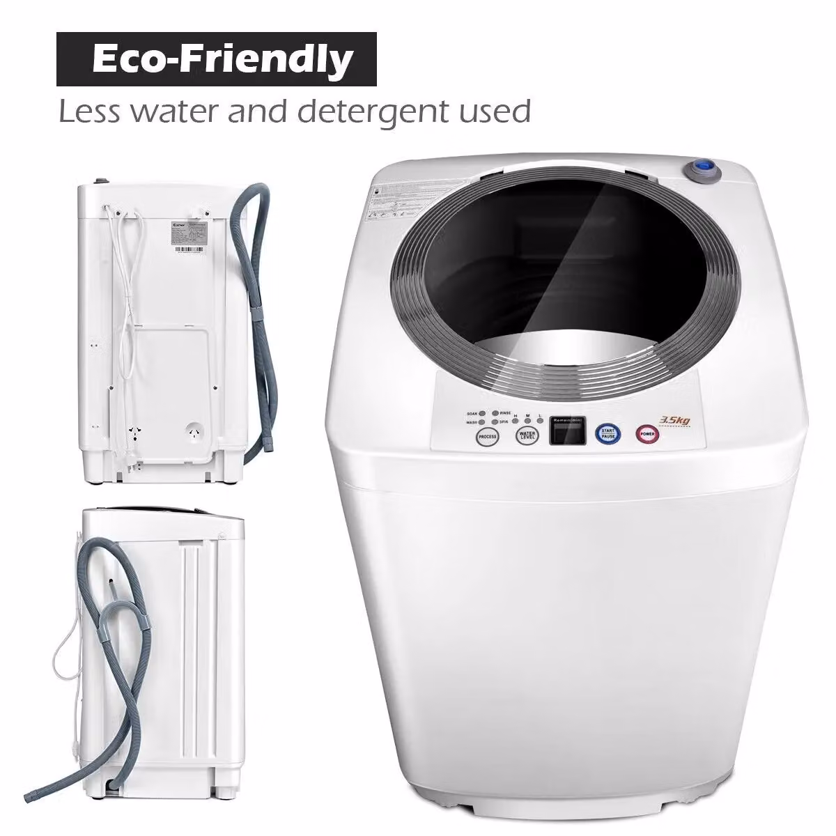 Costway 2-in-1 Portable Compact Full-Automatic Top Loader Washing Machine and Spinner, 3.5kg Load, White – 2