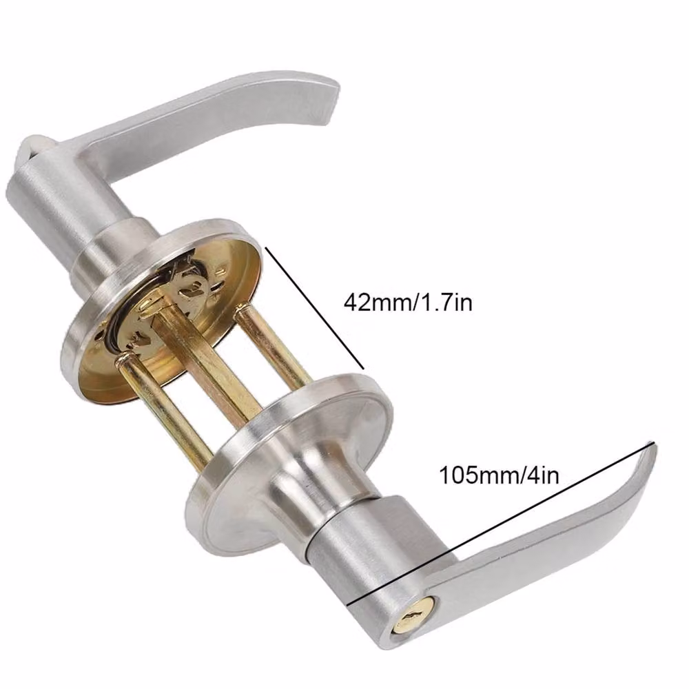 Nordara Internal Entry Lever Door Handle Lock with Keys Kit in Silver Stainless Steel – 2