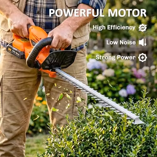 Outsunny 20 inch Cordless Reciprocating Hedge Trimmer with Rechargeable Battery, Orange – 3