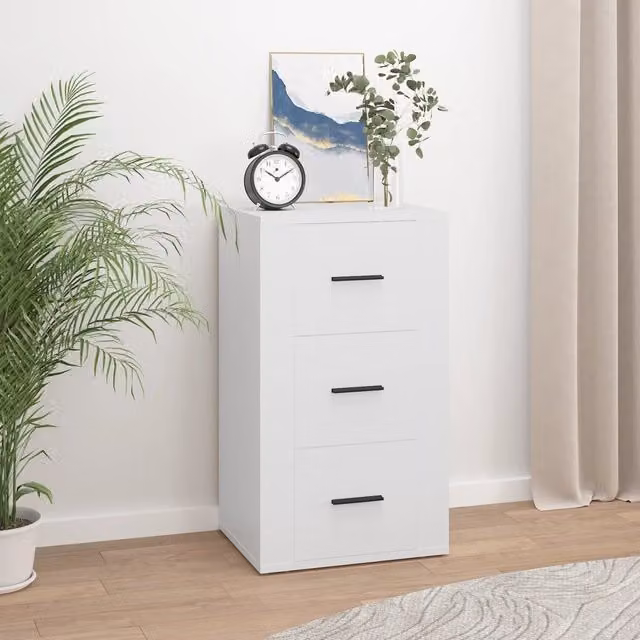 Berkfield Home White Modern Sideboard in MDF, W/D/H: 40 x 33 x 70 cm