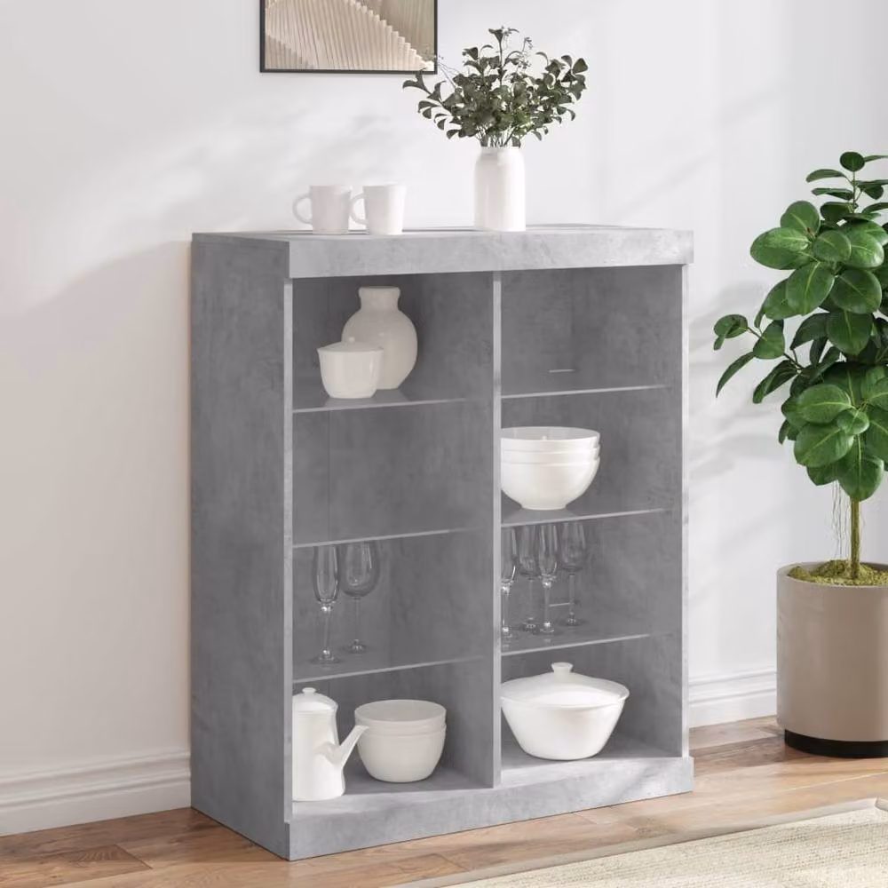 Berkfield Home Modern Sideboard with Integrated LED Lights in Concrete Grey, W: 81 cm, D: 37 cm, H: 100 cm – 2