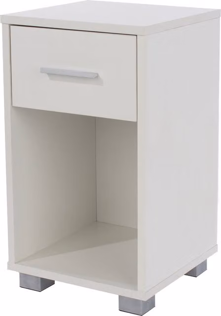 Core Products Limited Lido 1 drawer compact bedside cabinet in white and silver