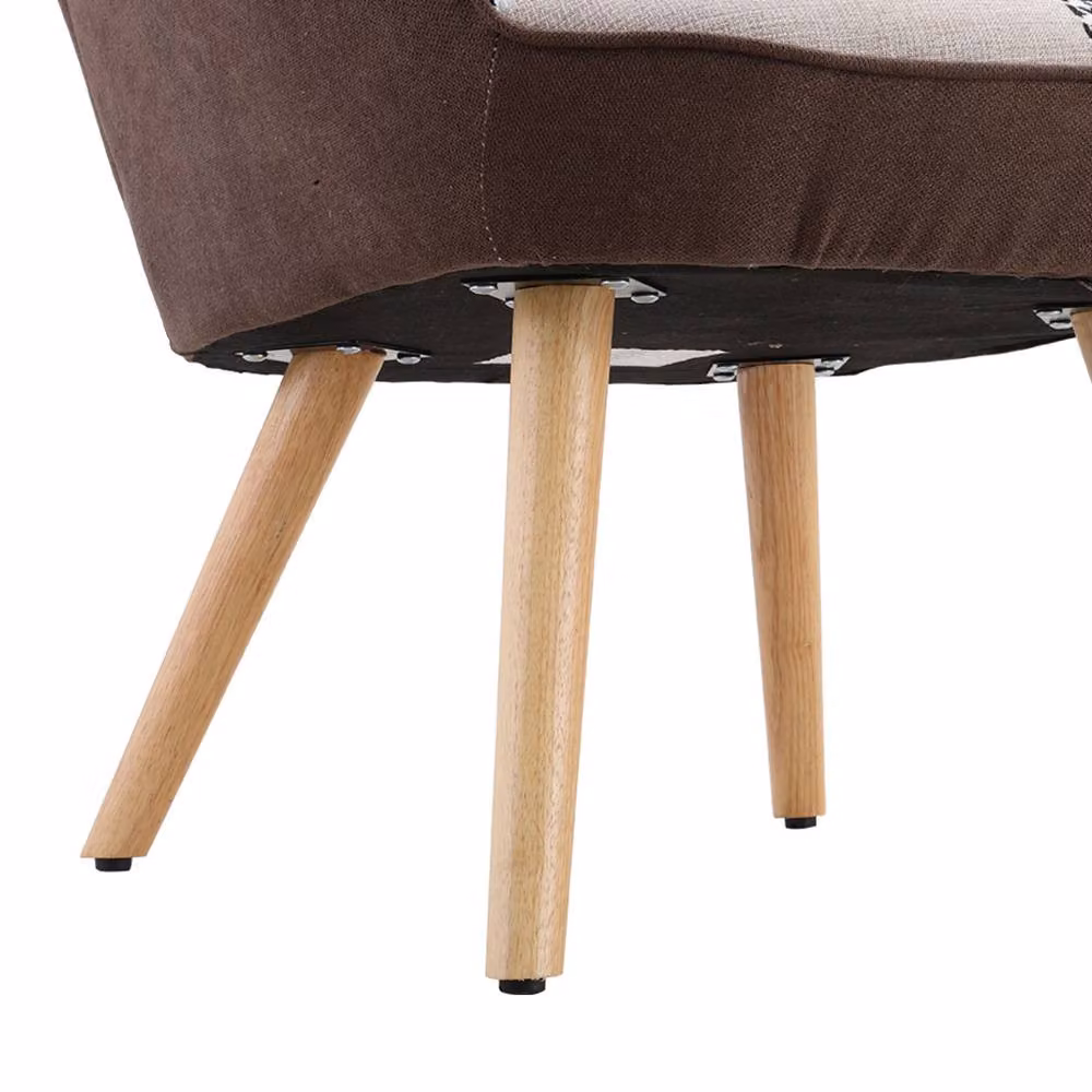 Garden Sanctuary Modern Tufted Button Linen Armchair with Wooden Legs in Multicolour – 4