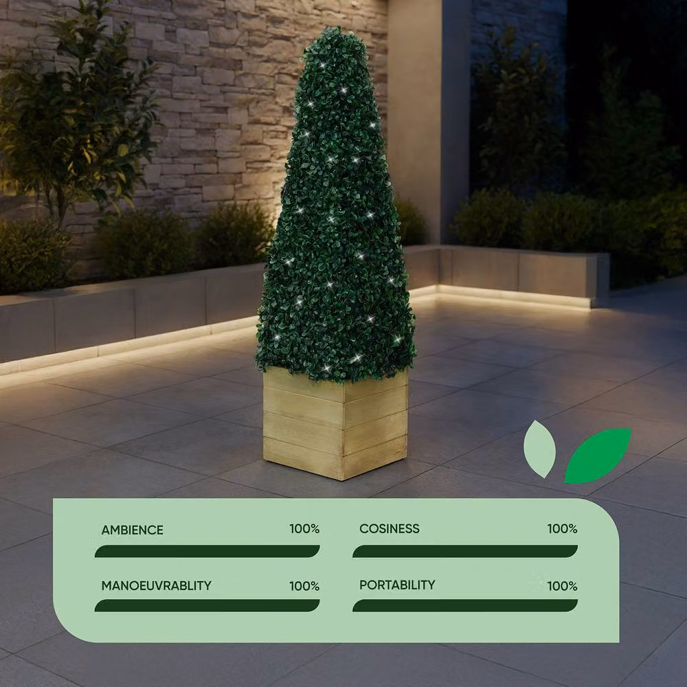 Gardenwize Solar Powered Artificial Topiary Obelisk Tree in Green – 7