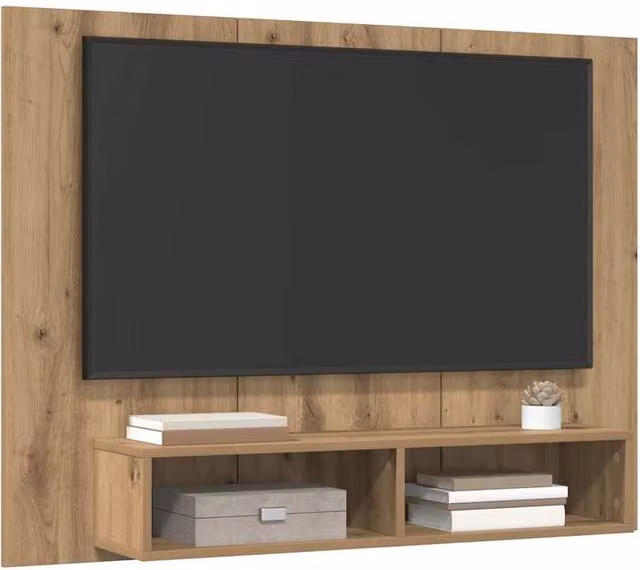 Berkfield Home Artisan Oak Wall TV Cabinet in Brown, W: 120 cm, H: 90 cm, D: 23.5 cm – 1