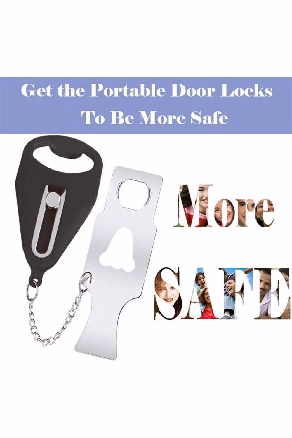 KDMD Portable Travel Door Lock with Double Buckle Security and Privacy in Black – 3