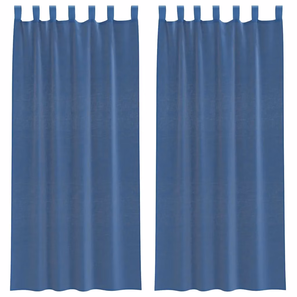 Berkfield Home Royal Blue Voile Fabric Panel Curtains with Tabs, 2 Pack, W: 140 cm, H: 225 cm – 2