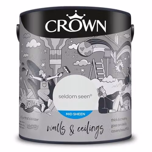 Crown Seldom Seen White Mid Sheen Walls and Ceilings Emulsion 2.5 l – 1