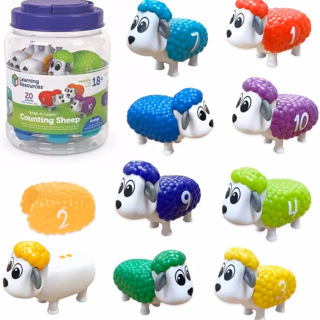 Learning Resources Snap and Learn Counting Matching Sorting Sheep Toy in Multicolour