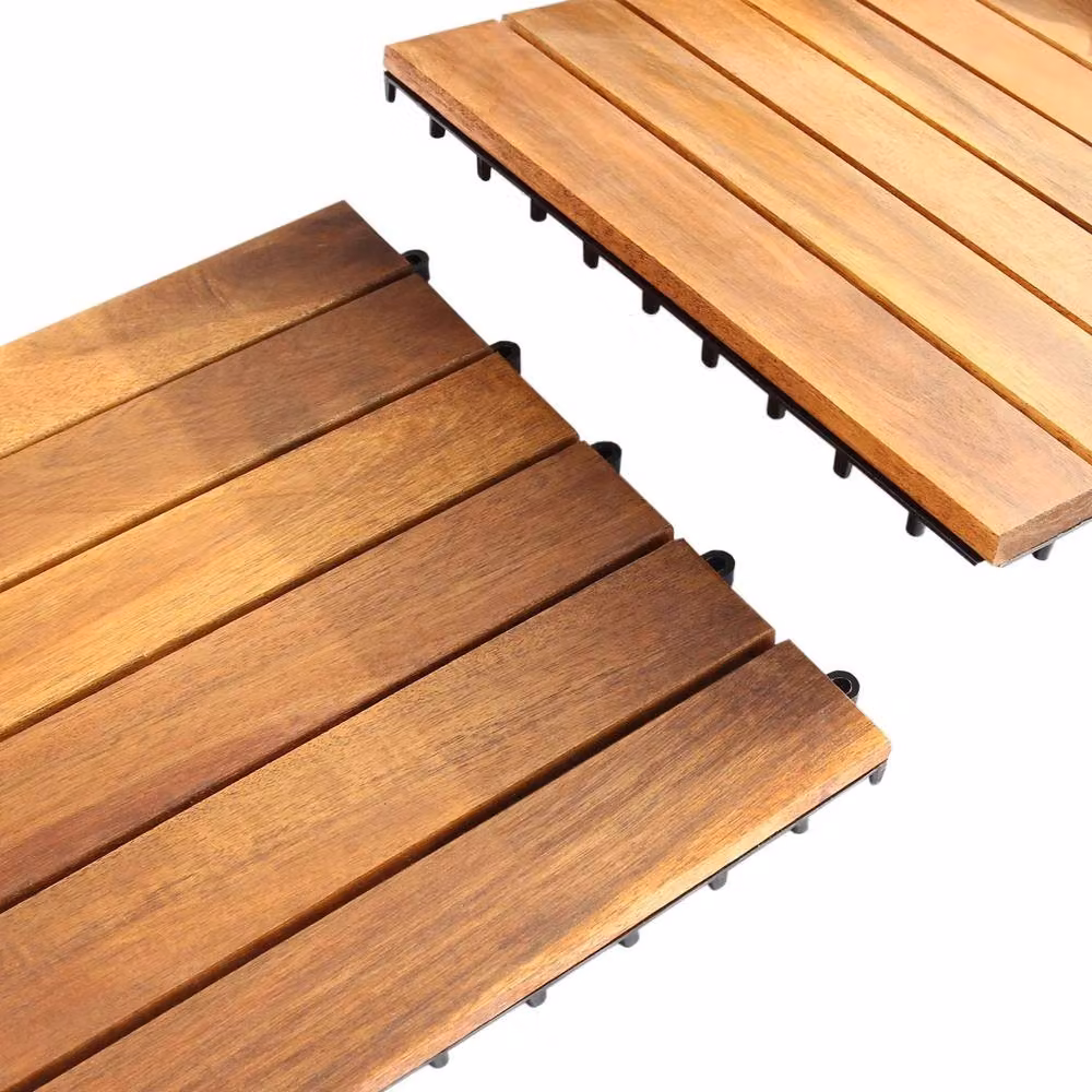 Jardi Brown Wooden Decking Tiles with Click System – 3