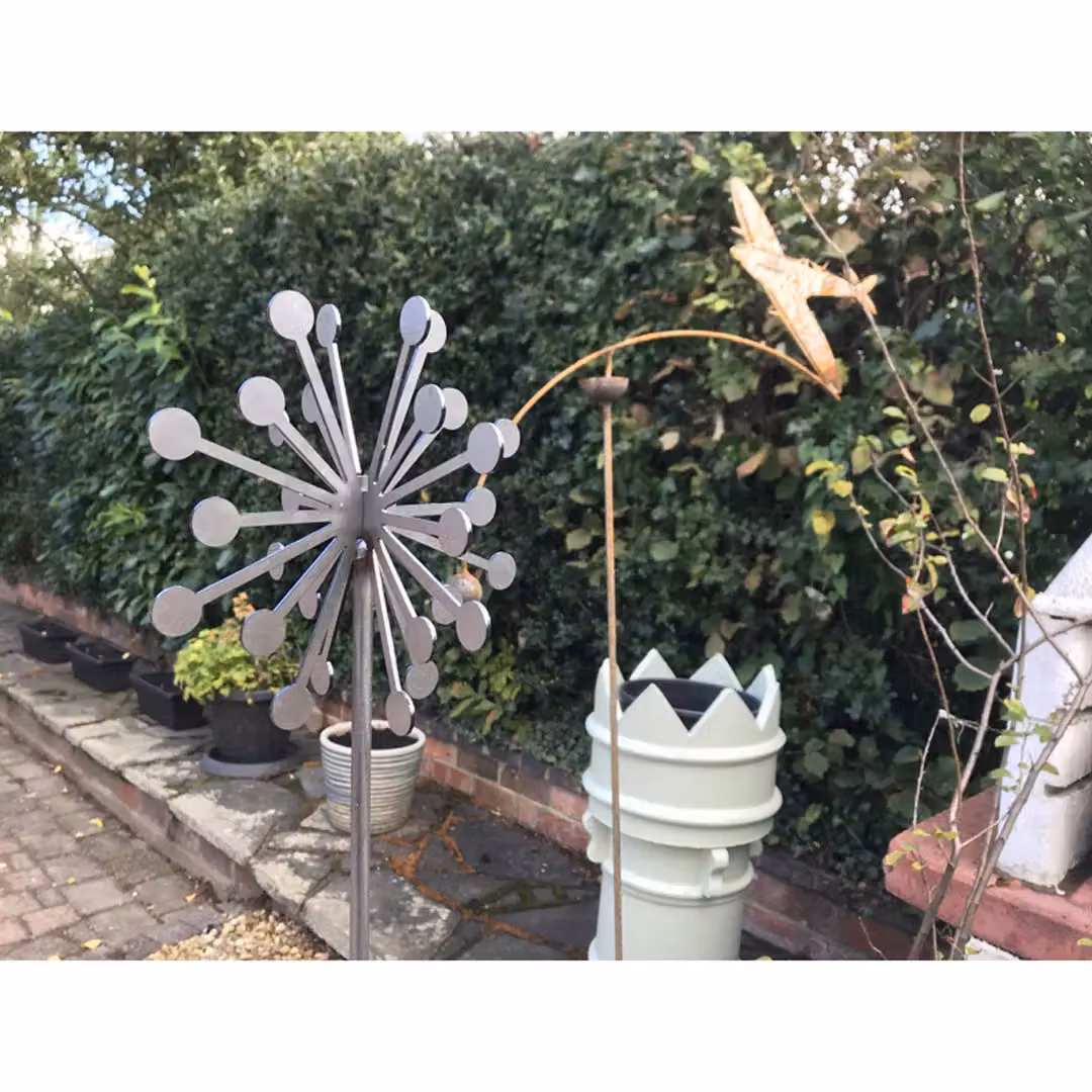 Poppyforge Pack of 3 Black Steel 3D Allium Plant Stakes, Height: 122 cm – 3