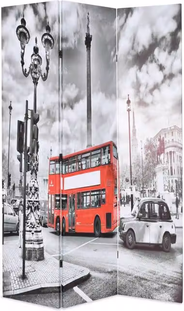 Berkfield Home Folding Room Divider London Bus Black, White and Red W/H: 120 x 170 cm – 1