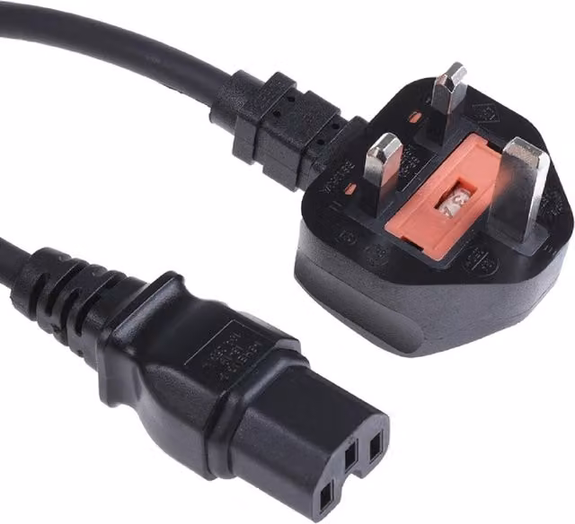 ShaniTech C15 Notch Kettle Power Supply Adapter Cord with UK Plug, Black, 2m