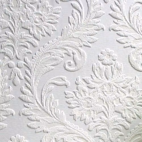 Brewster RD80027 Classic Floral Textured Vinyl Wallpaper, White, Paintable and Washable