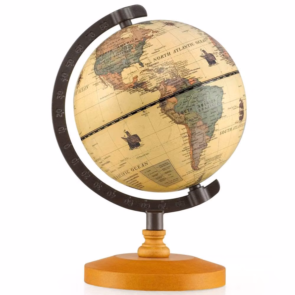 Costway Antique Mini Rotating World Globe in Bronze, Diameter: 14 cm – 2