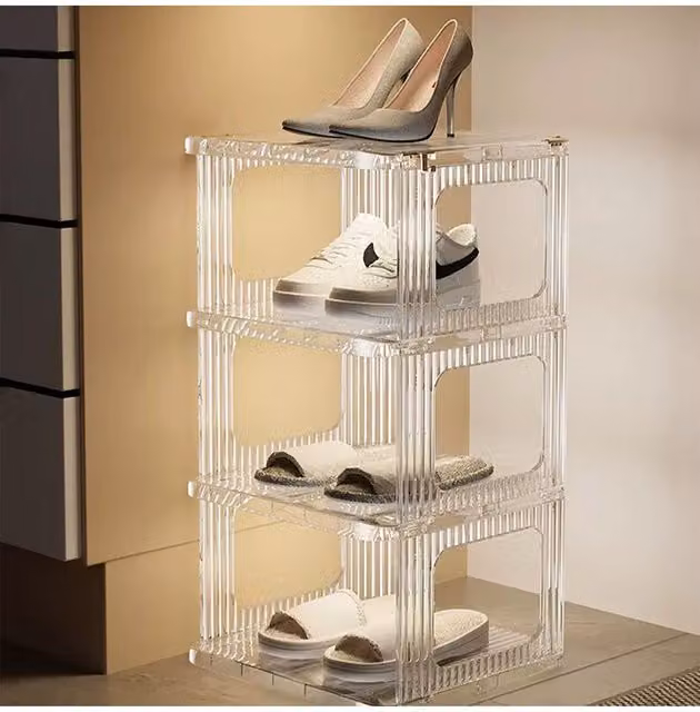 Living and Home 3-Layer Detachable Transparent Plastic Shoe Rack