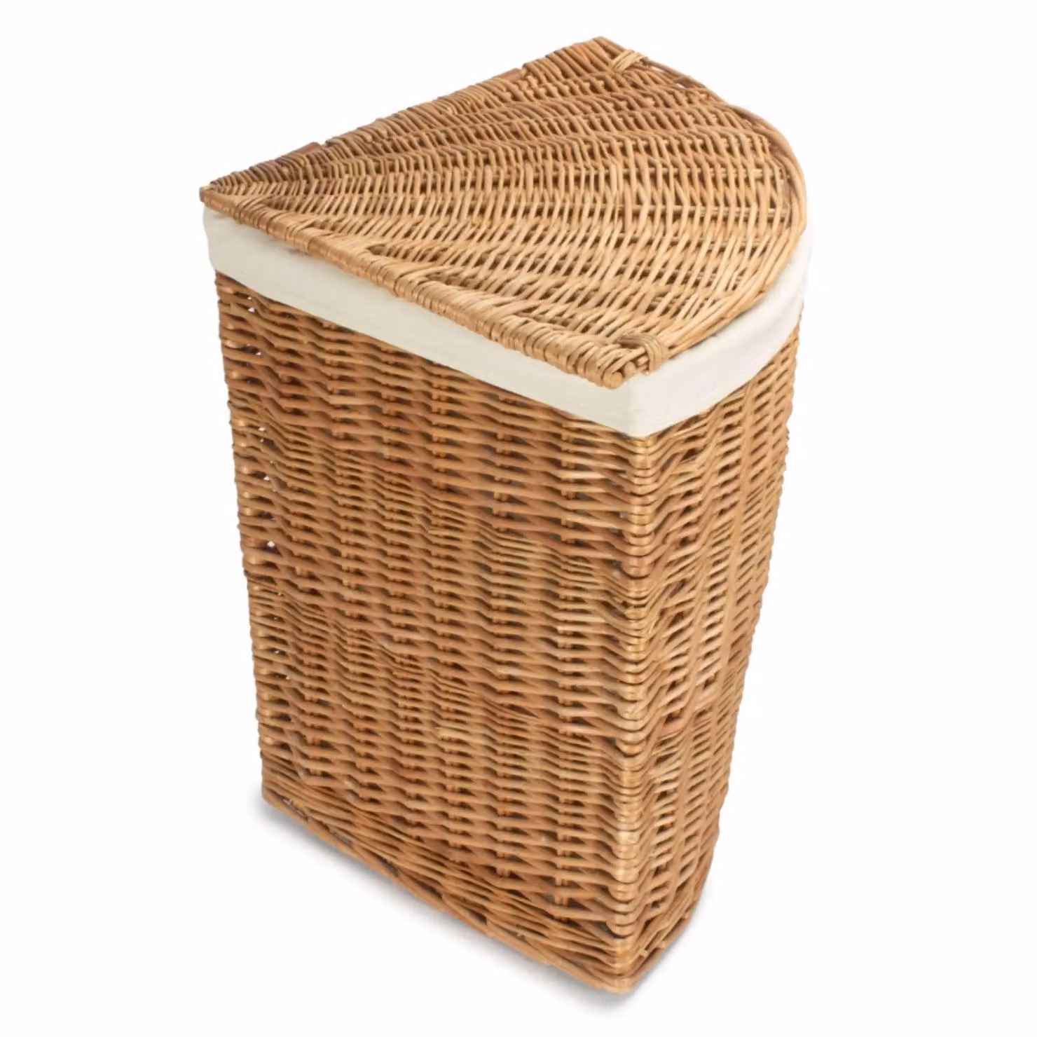 Red Hamper White Cotton Lined Wicker Corner Laundry Basket with Handles W/D/H: 46 x 46 x 60 cm – 2