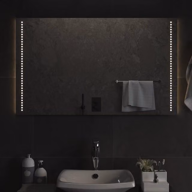 Berkfield Home LED Rectangular Wall Bathroom Mirror in Clear, W: 100 cm, H: 60 cm – 1
